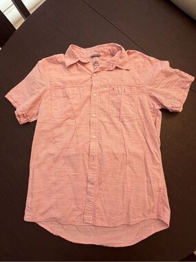 Izod Casual Short Sleeve Button-Down Shirt in Light Pink